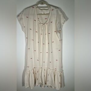 MIRTH handmade cream cotton aztec dropwaist gauzy OS midi caftan dress